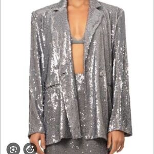 NONChalant Label Sylvie Sequin Oversized Blazer Sz S